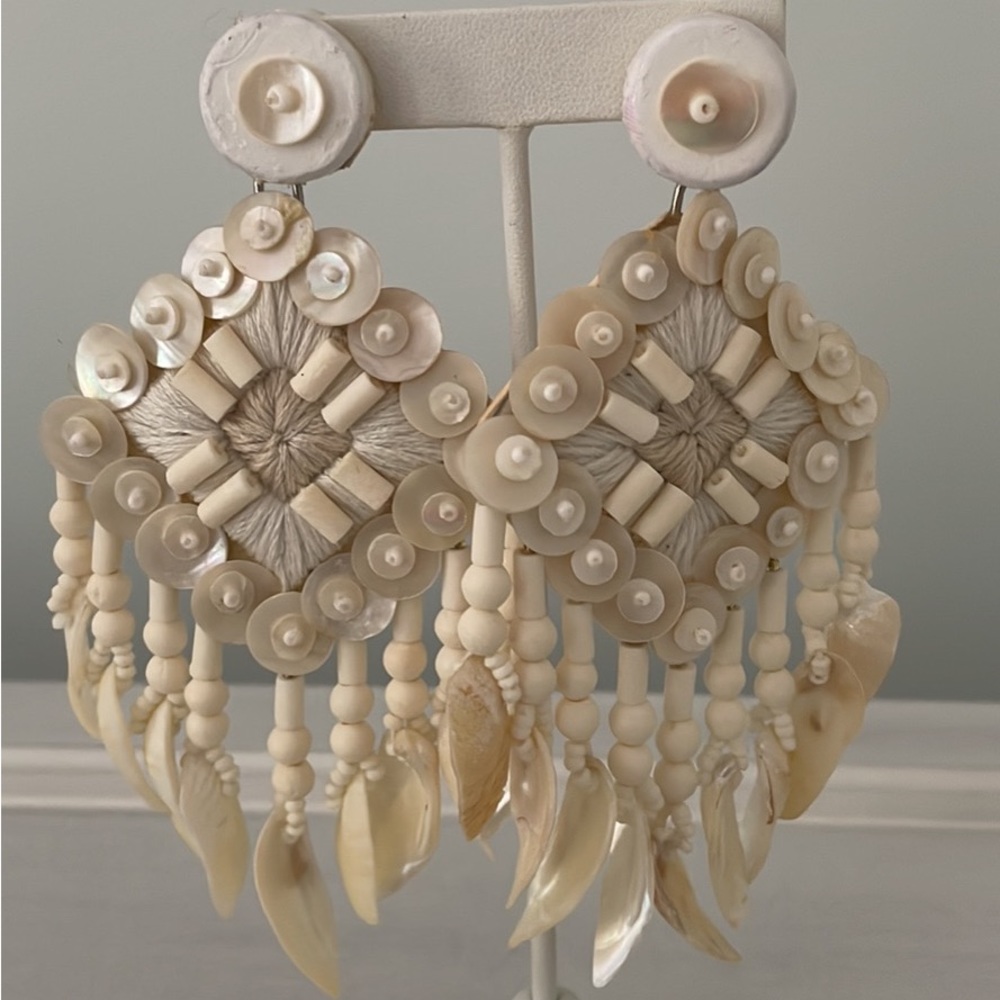 Tory Burch Shell and Leather Earrings
